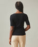 Women's Luxe Rib Square Neck Tee - Black